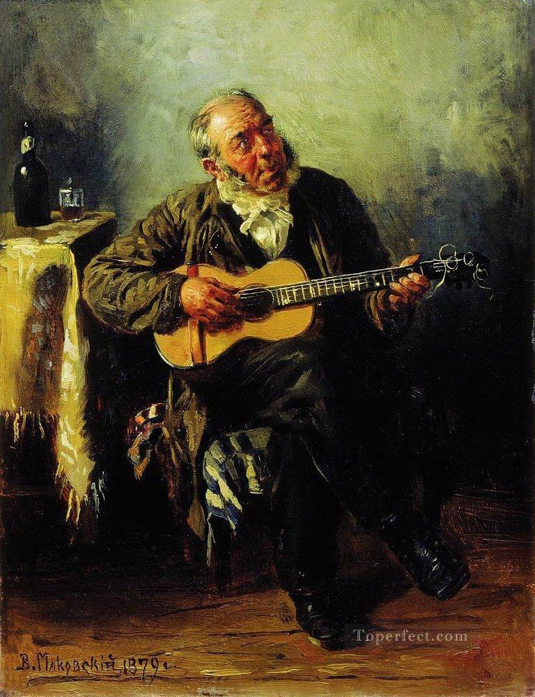guitar player 1879 Vladimir Makovsky Russian Oil Paintings
